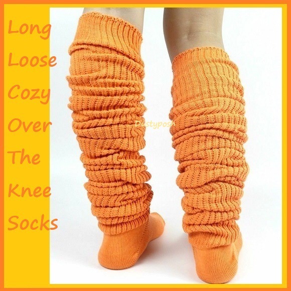 Long Loose Japanese Thigh High Slouch Socks Cozy Brown White Black Cosplay Boot - Picture 6 of 15